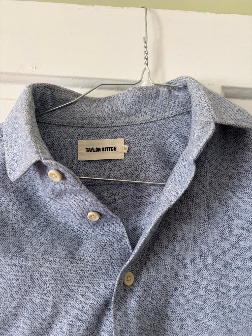 Taylor Stitch Heathered Light Blue Casual Button-Down Shirt
